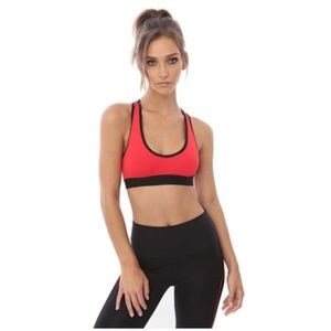 REN Active Black + Red Mesh Leggings + Sports Bra